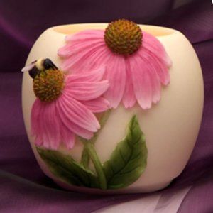 Cornflower & Bee hive votive candle holder - marble